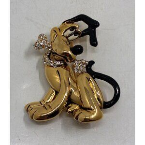 Disney Mickey & Co Gold Pluto Dog Rhinestone Brooch Pin